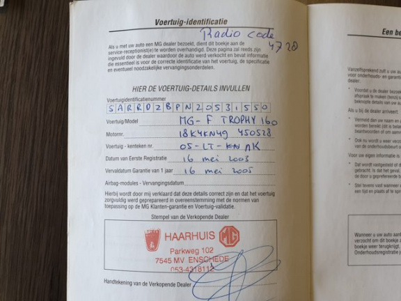 MG F - F 1.8i VVC Trophy 160 Gelimiteerd Nr 37 van 55 - Afbeelding 8