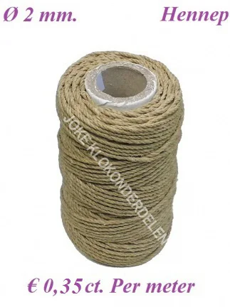 Gepolijst touw = voor wekkerwerk enz. = 2 mm. 24681