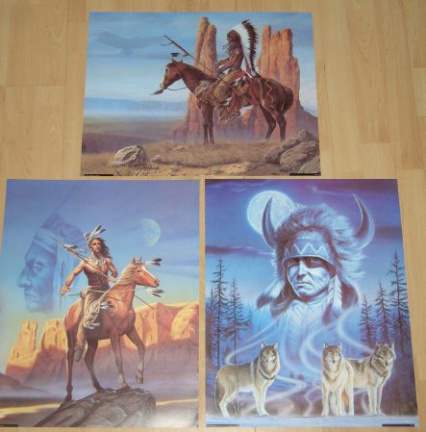 INDIANEN BLAUW 3 POSTERS NIEUW