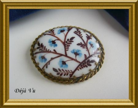 Oude handgeschilderde broche - Afbeelding 3