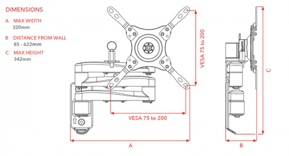 OMP M7441 - 13" tot 40" universele TV steun - Afbeelding 3
