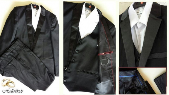 110 NIEUW kinder Smoking ben bruidsjonkerpak bruidsjonkerkleding - Afbeelding 2