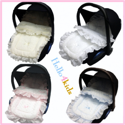 blauwe Maxi cosi voetenzak buggy kinderwagen doop broderie - nr. 1