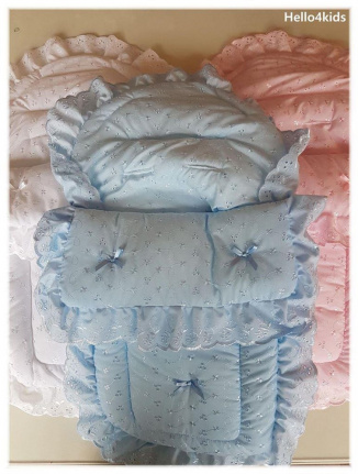 blauwe Maxi cosi voetenzak buggy kinderwagen doop broderie - Afbeelding 4