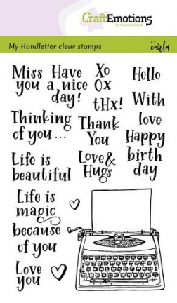 Craftemotions, Clearstamp, Handletter typewriter quotes engels, A6-formaat - nr. 1