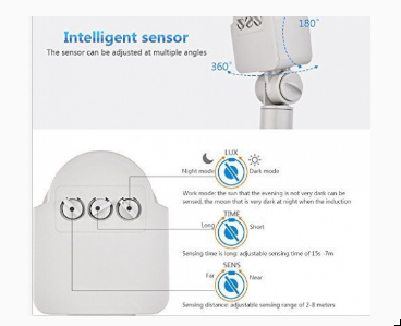 LED lamp 100 W 230/V met bewegingsmelder en lichtsensor - Afbeelding 2