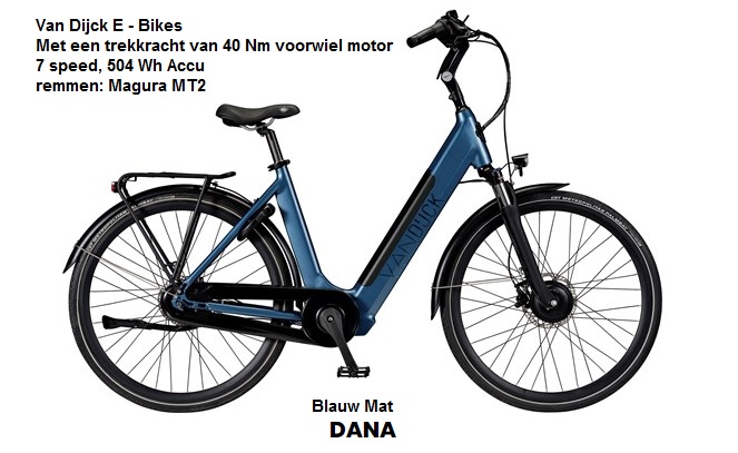 van Dijck E -B ikes Dana, accu in het frame , 40 NM motor en 504 WH Accu,