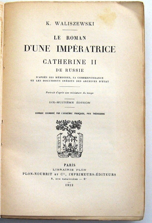 Roman d'une Impératrice 1912 Catherina de Grote Waliszewski - Afbeelding 3