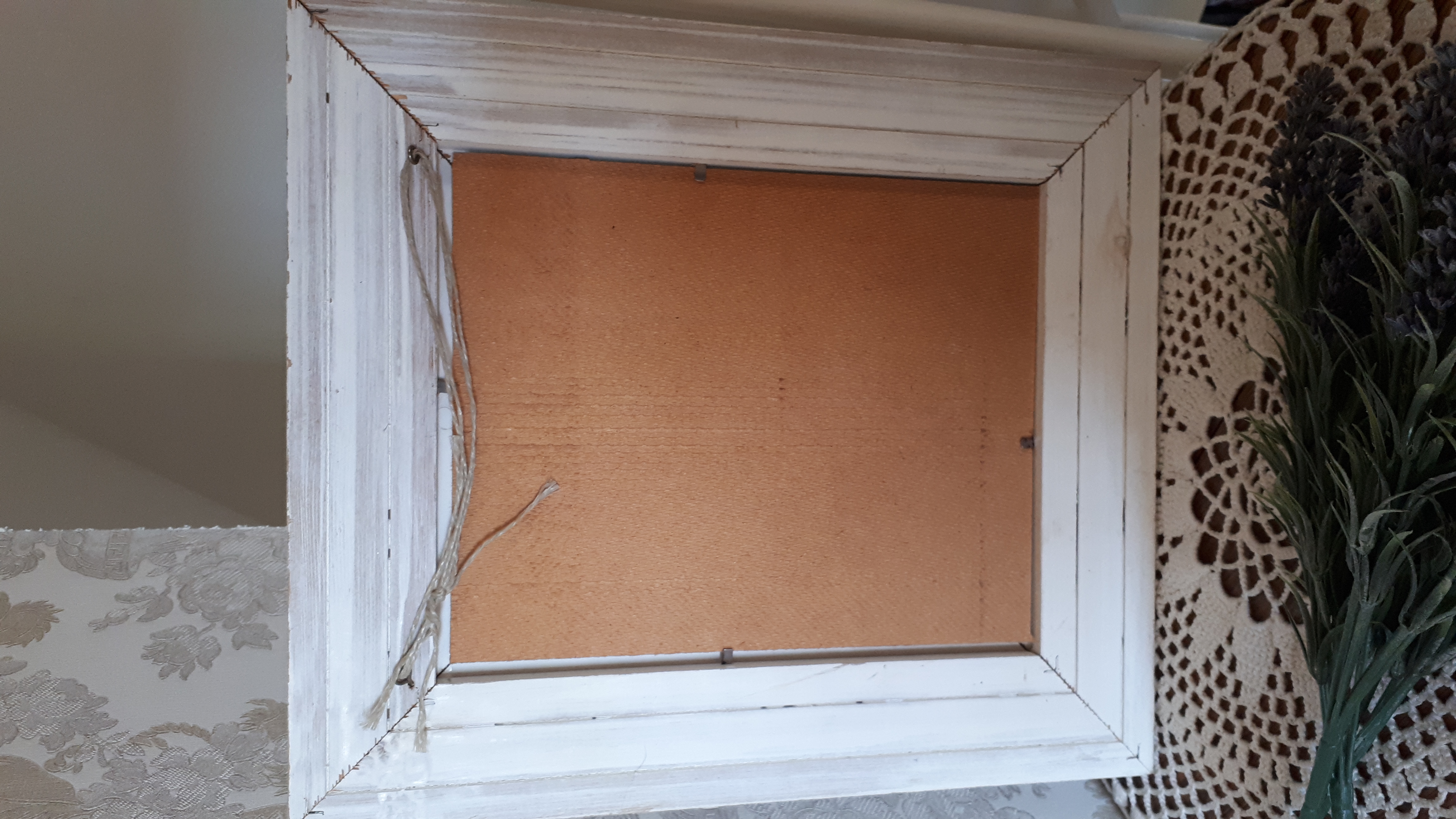 Landelijk Houten wit doorgeschuurde Lijst met bloemenprent - Afbeelding 2