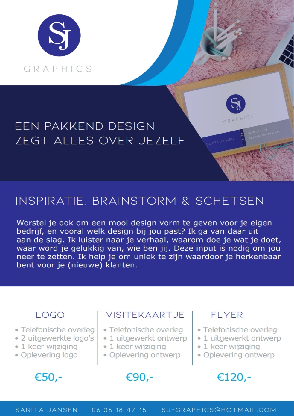 Sj Graphics ontwerpt logo's, visitekaartjes en flyers
