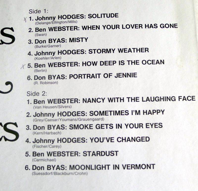 LP: Sax in satin - D. Byas / B. Webster / J. Hodges - Afbeelding 2