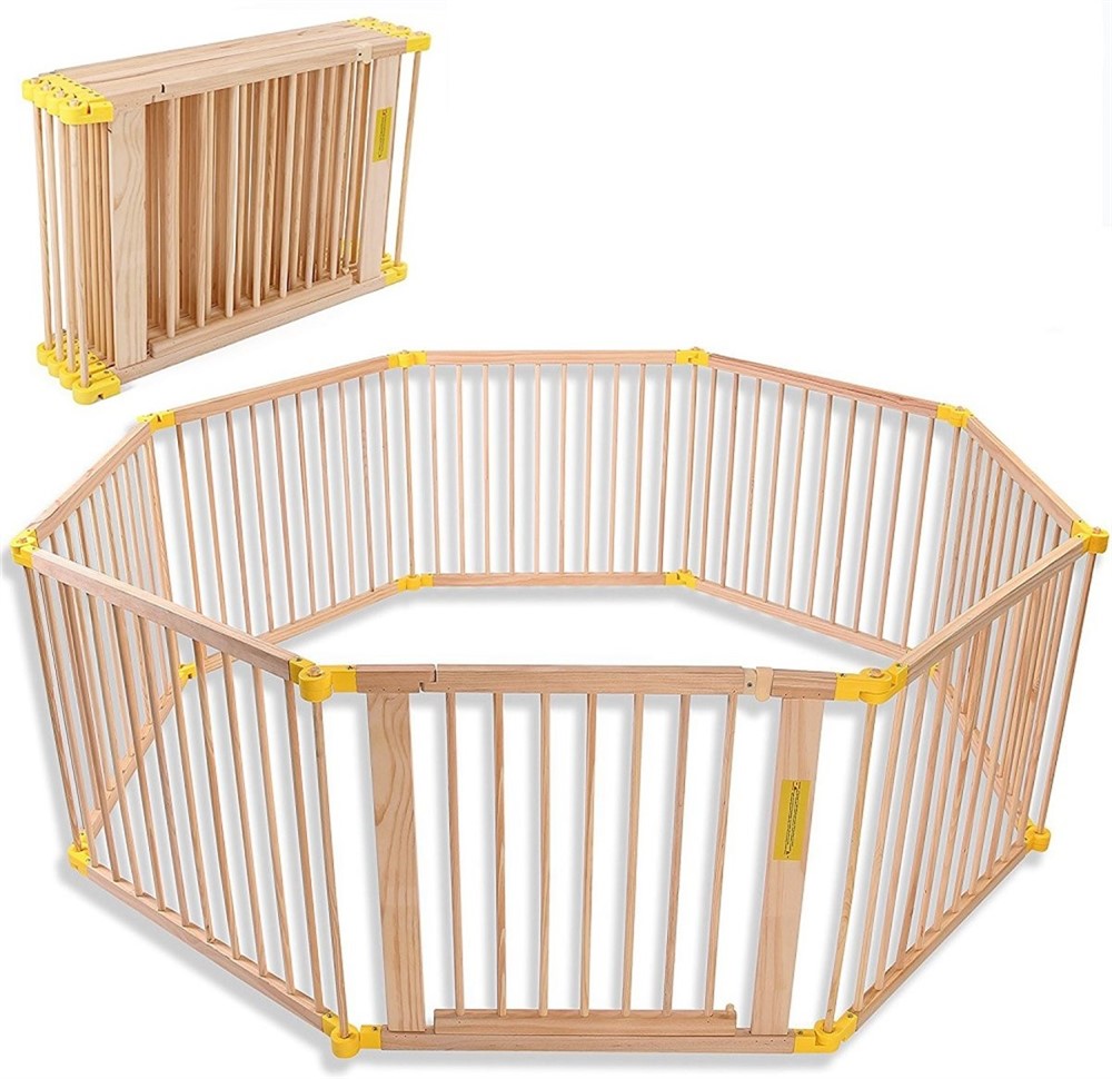 Houten grondbox met 8 panelen - playpen - speelbox - nr. 1