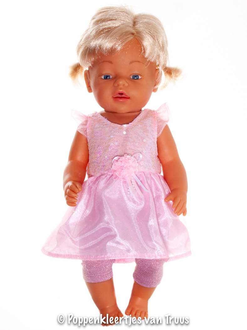 Baby Born 43 cm Feestjurksetje roze glitter
