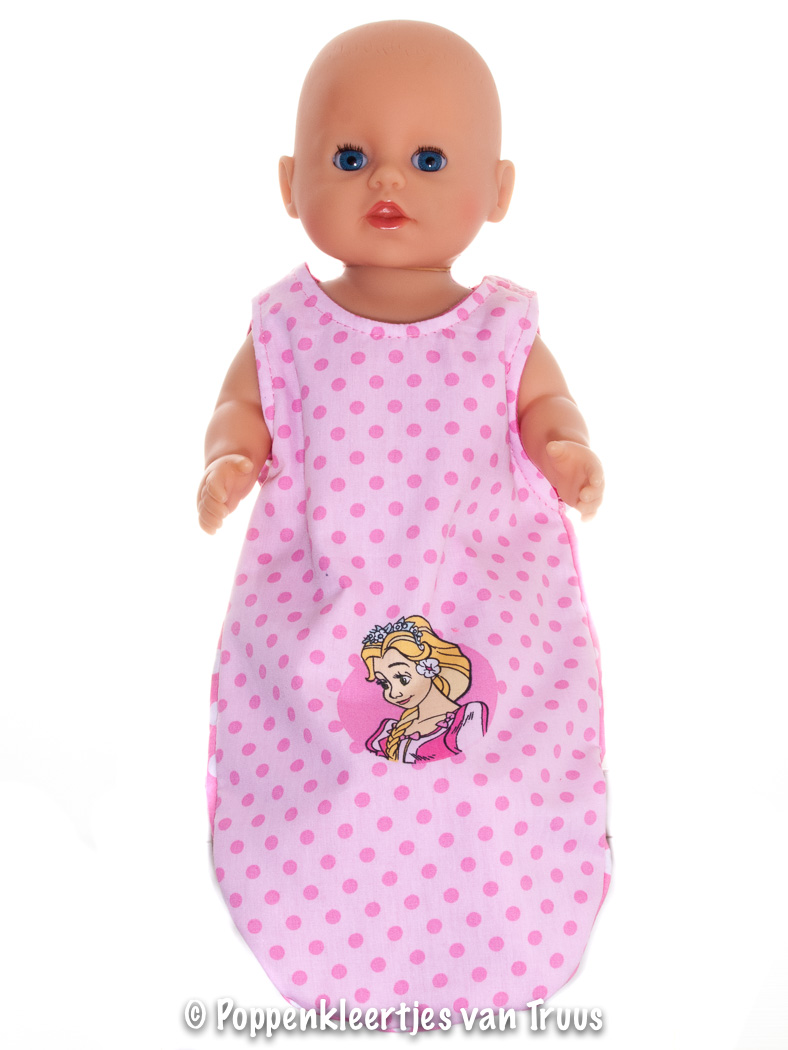 Baby Born badpopje 32 cm Slaapzak Assepoester roze/stippen