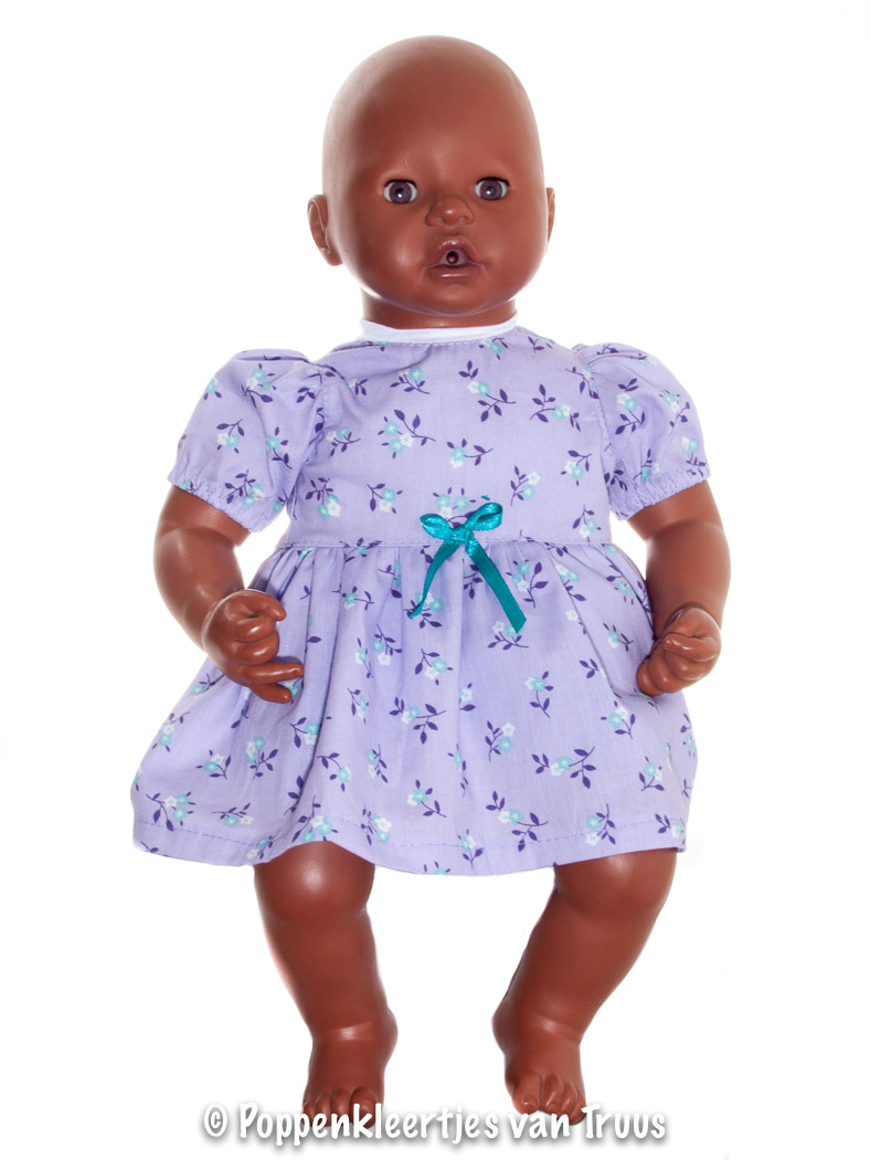 Annabel 46 cm Jurksetje bloemetjes/lila