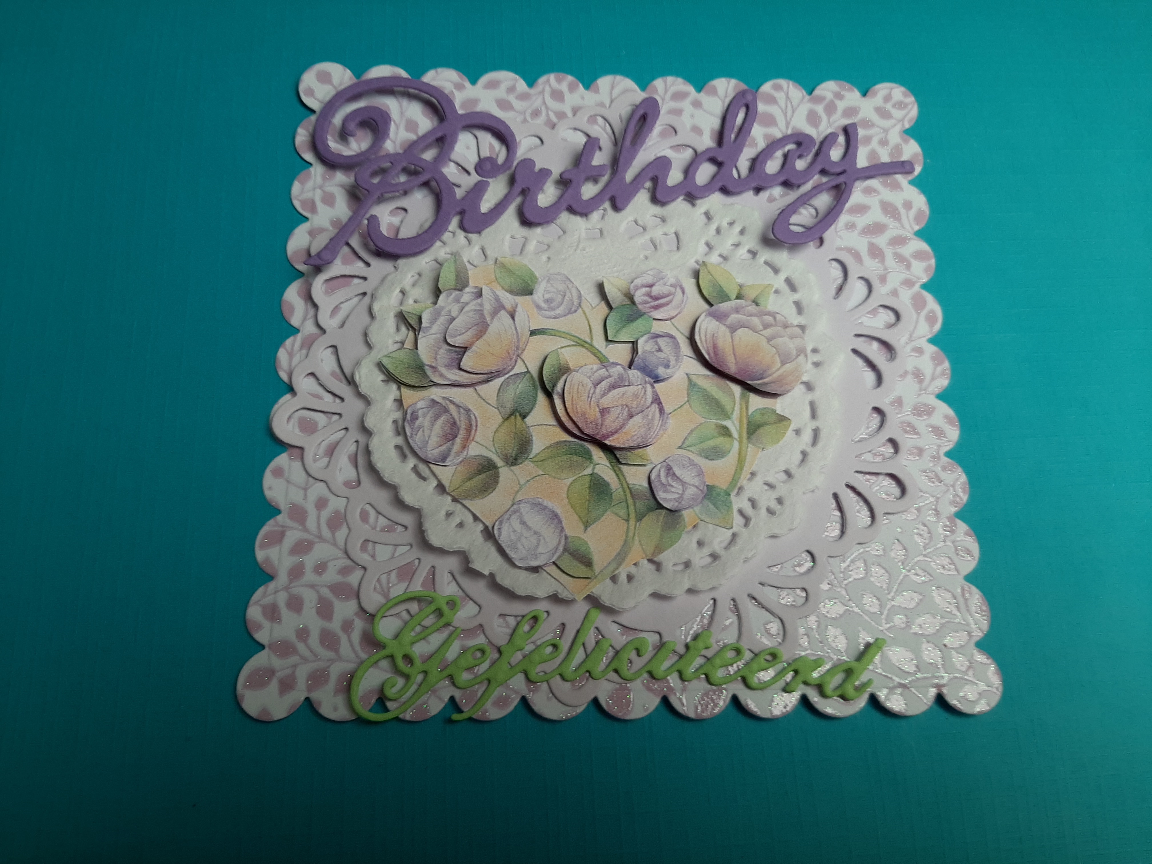 5 Kaart opleg setje / birthday / bloemen - nr. 1