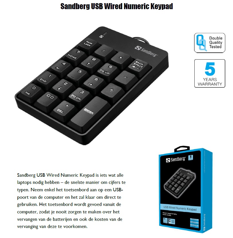 USB Wired Numeric Keypad Toetsenbord USB bedraad numeriek