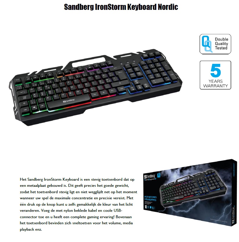 IronStorm Keyboard Nordic stevig toetsenbord op metaalplaat