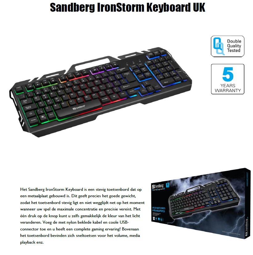 IronStorm Keyboard UK stevig toetsenbord