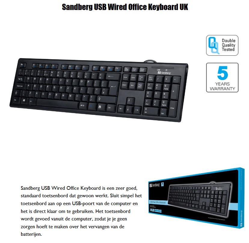 USB Wired Office Keyboard UK