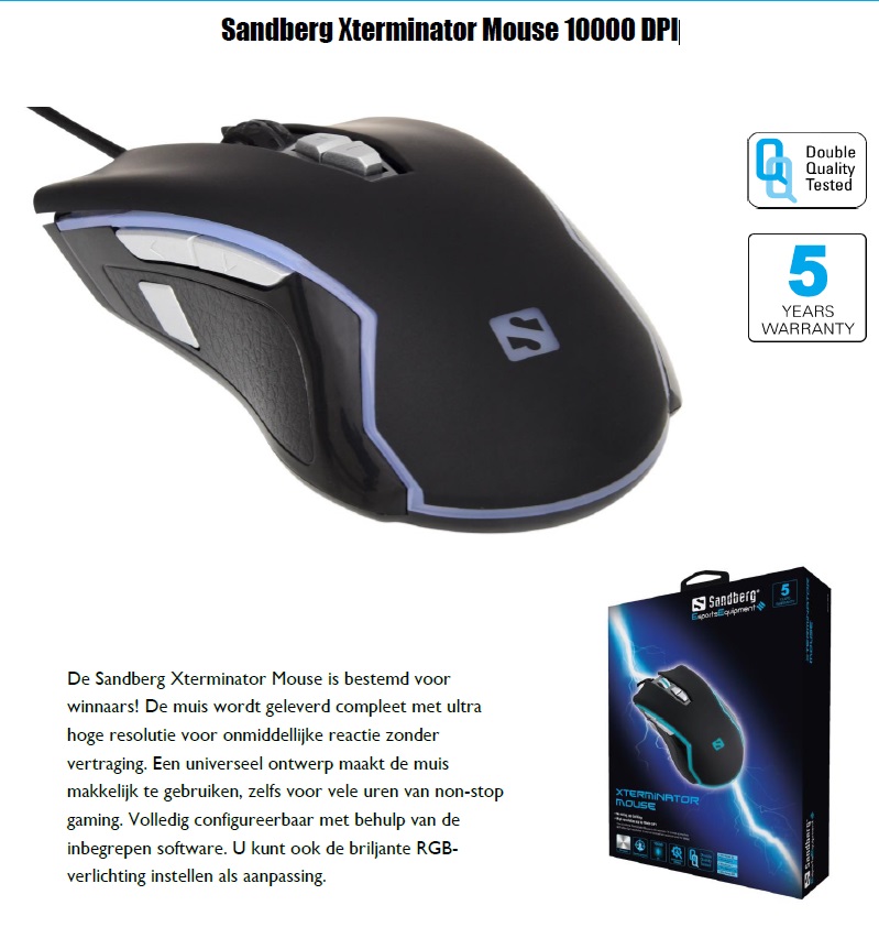 Xterminator Mouse 10000 DPI gamers bestemd voor winnaars!