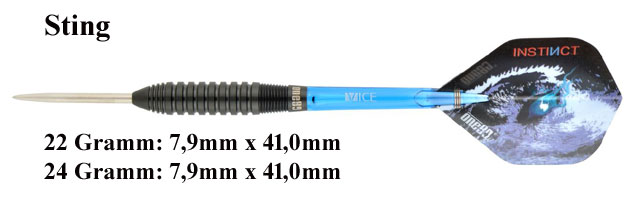 Dartpijlen One80 steeltip Night Hunter 90% tungsten Sting 22 of 24 gram - Afbeelding 2