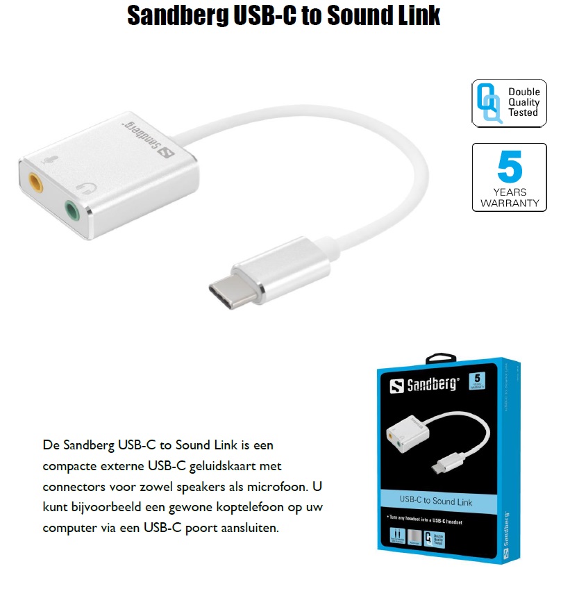 USB-C to Sound Link compacte externe USB-C geluidskaart