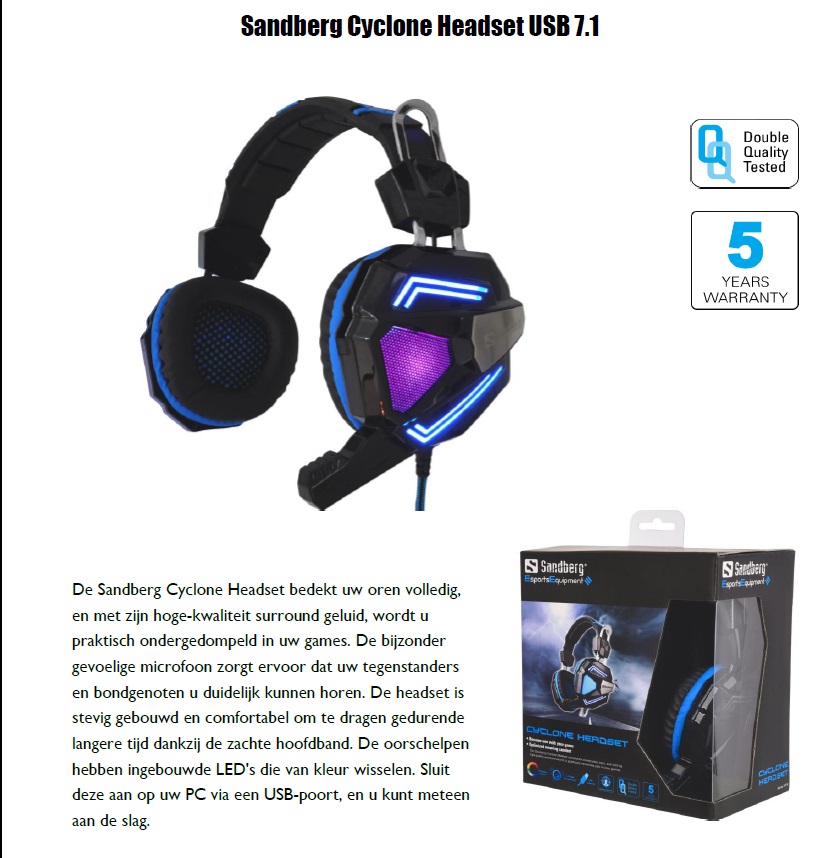 Cyclone Headset USB 7.1 hoge-kwaliteit surround geluid - nr. 1