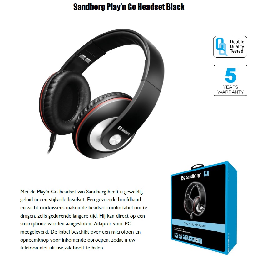 Play'n Go Headset Black geweldig geluid stijlvolle headset