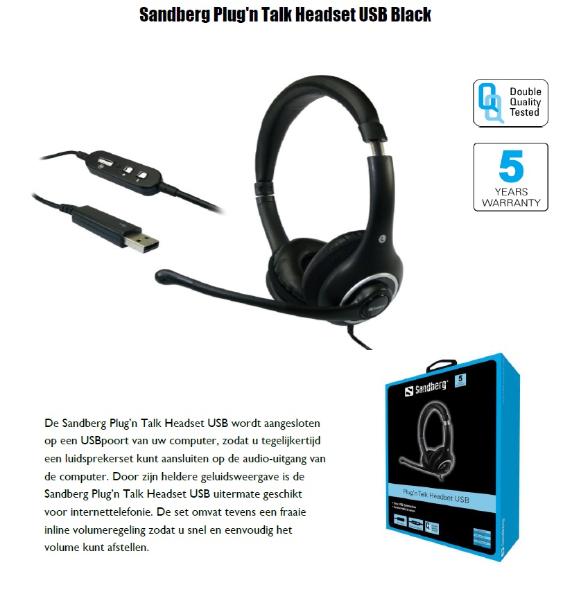 Plug'n Talk Headset USB Black uitermate geschikt voor internettelefonie - nr. 1