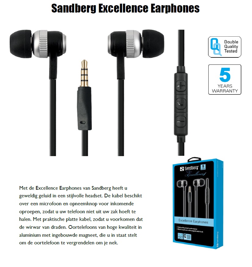 Excellence Earphones headset microfoon en opneemknop