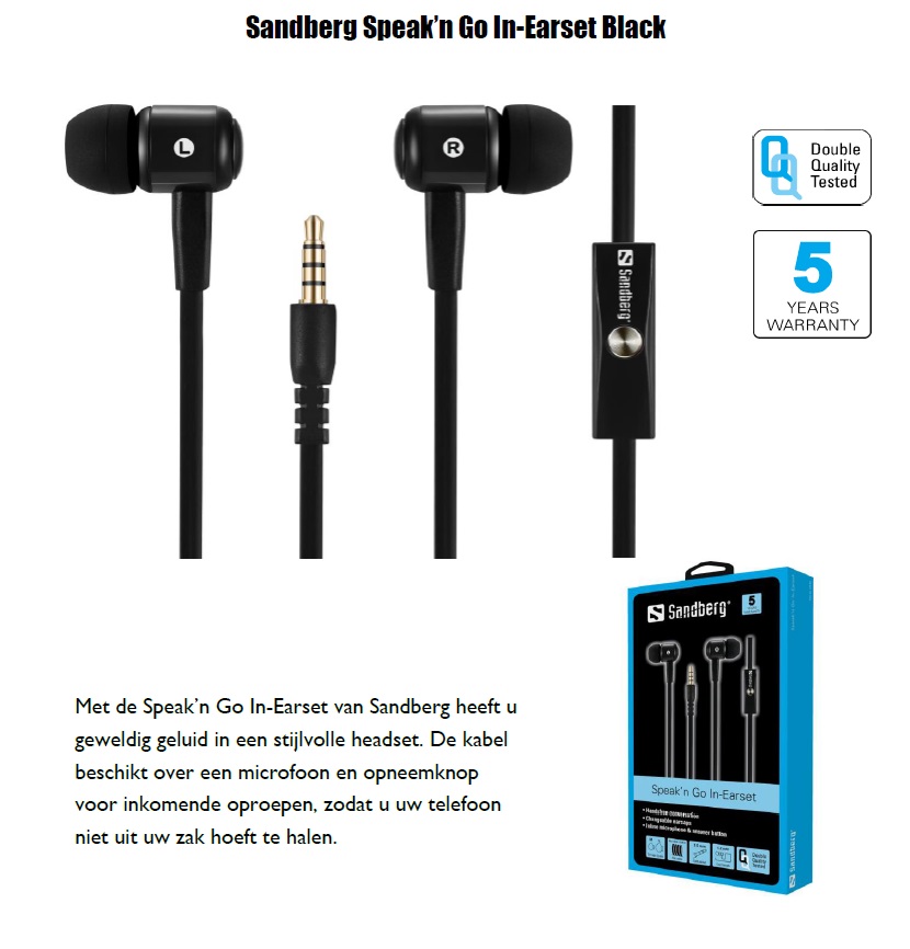 Speak’n Go In-Earset Black oortelefoon