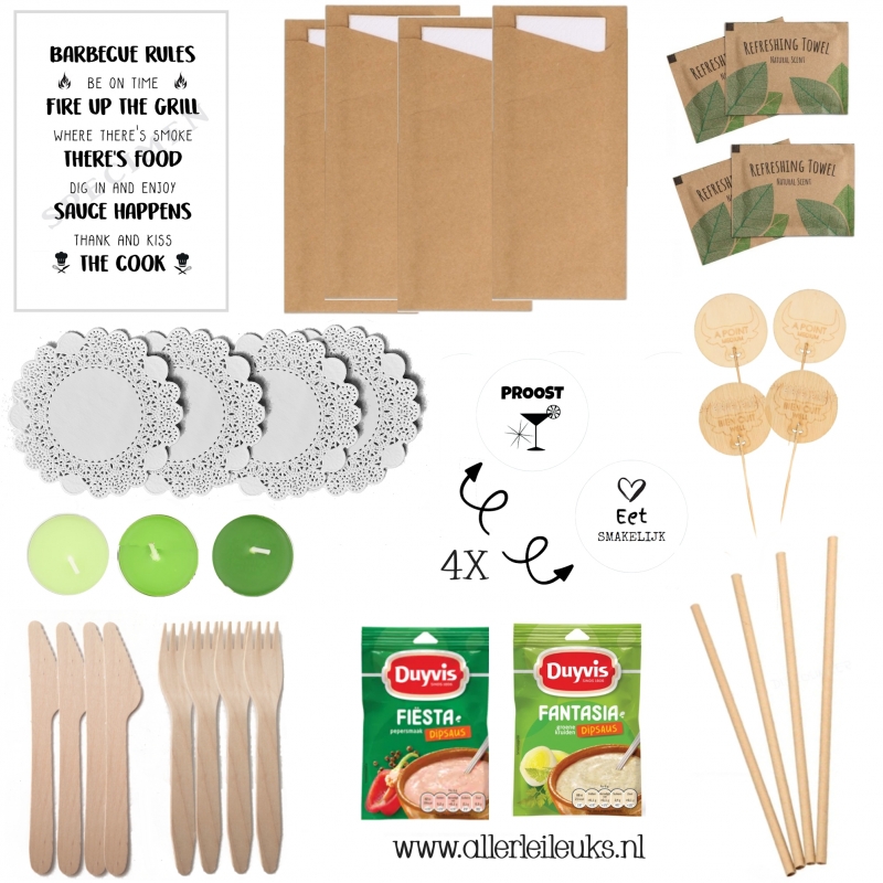 Barbecue Tafel aankleding pakket 4 personen - nr. 1