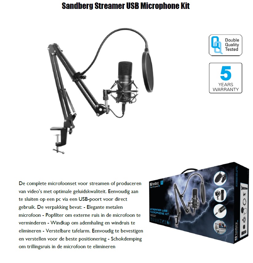 Streamer USB Microphone Kit streamen of produceren van video’s met optimale geluidskwaliteit - nr. 1