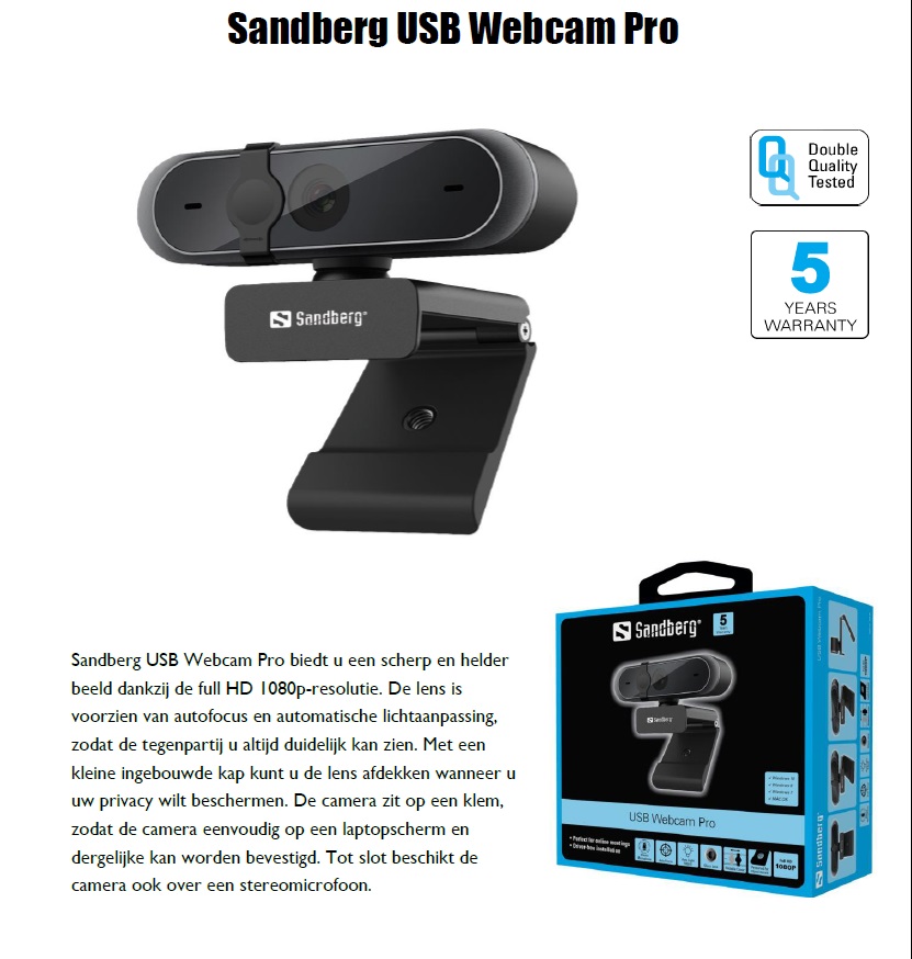 USB Webcam Pro full HD 1080p-resolutie