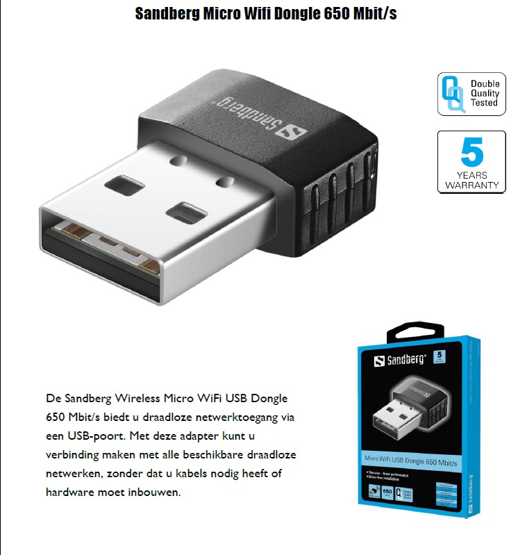 Micro Wifi Dongle 650 Mbit/s draadloze netwerktoegang