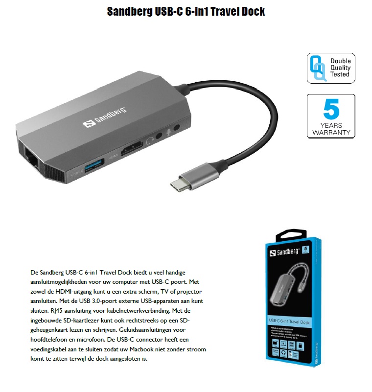 USB-C 6-in1 Travel Dock