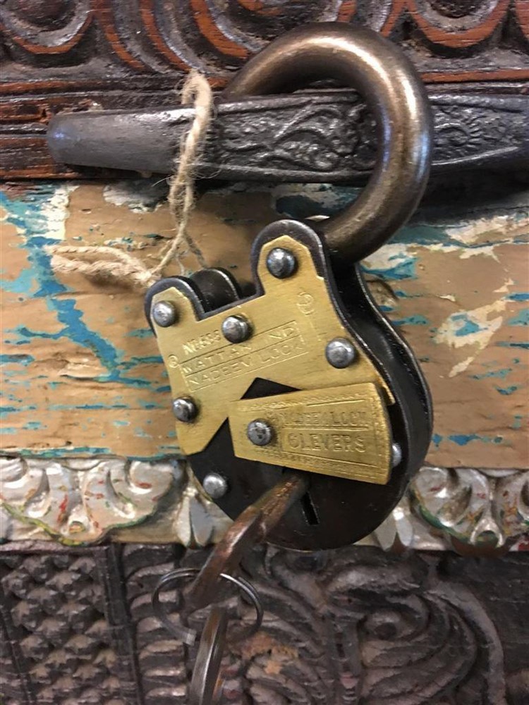 Antiek hangslot - ''Nadeem 6'' zwart. messing-ijzer - Afbeelding 7