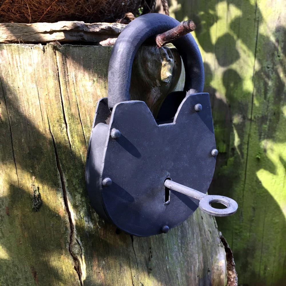 Antiek hangslot voor tuinpoort of als meubelslot - Afbeelding 4