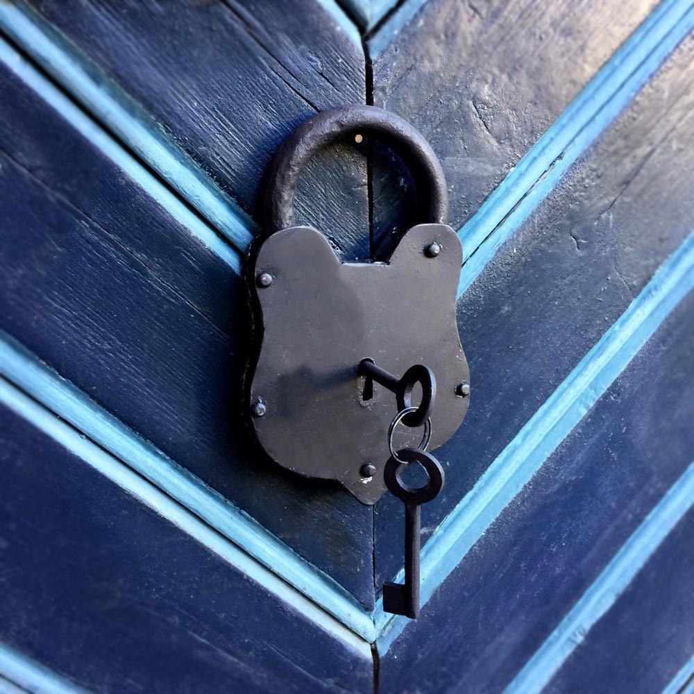 Antiek hangslot voor tuinpoort, kast, meubelslot!! - Afbeelding 6