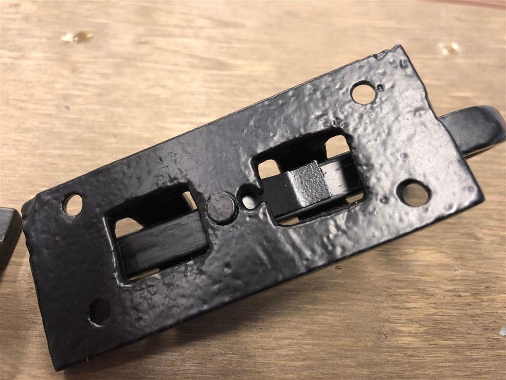 Antiek schuifslot - deurvergrendeling, smeedijzer, gecoat, - Afbeelding 6