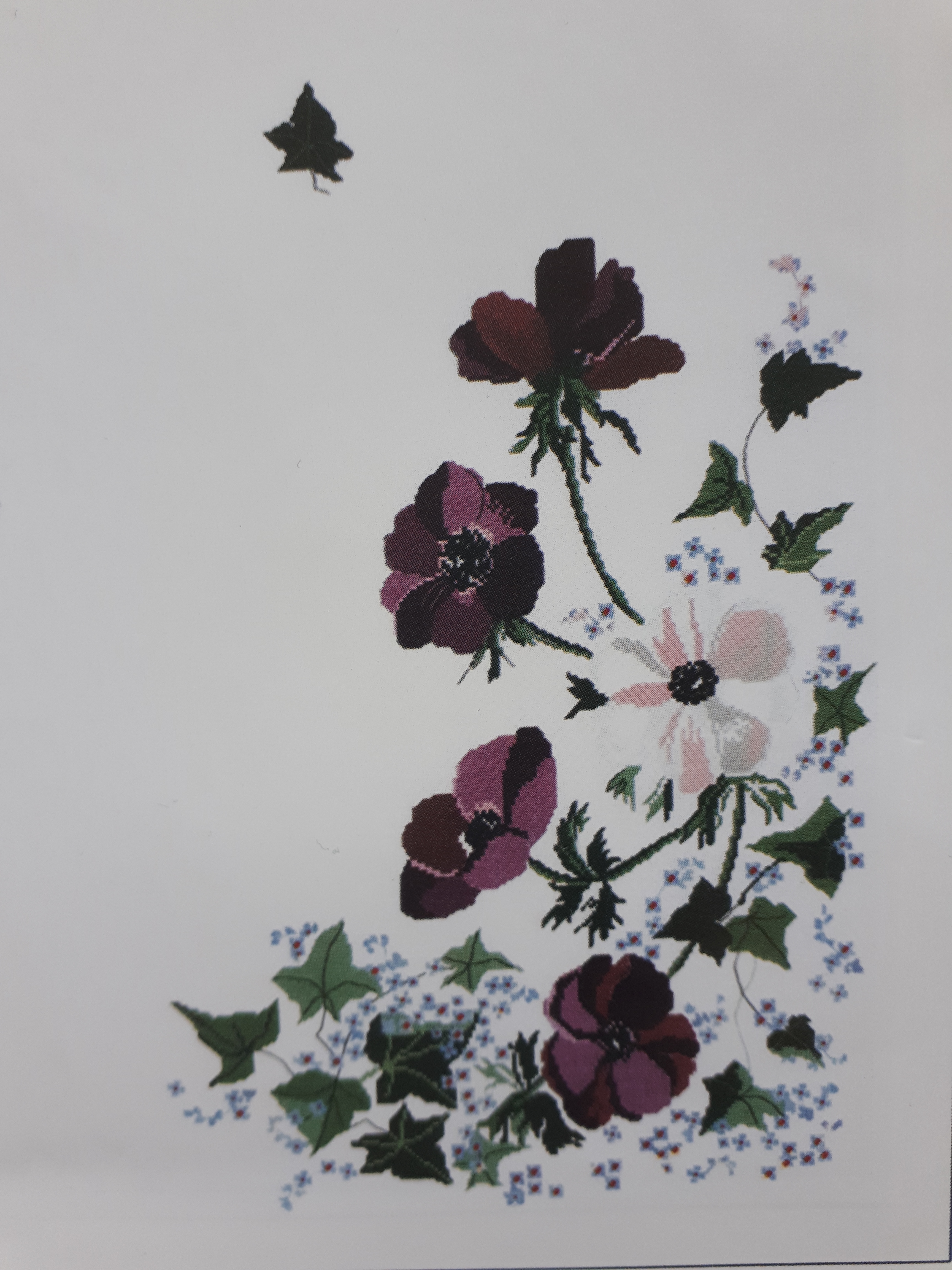 Borduurpakket tafel/dekservet"ANEMONEN"NIEUW!
