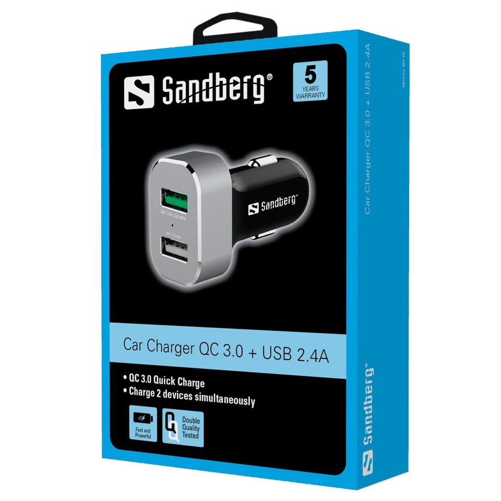 Car Charger 1xQC 3.0 + 1x USB 2.4A oplader voor tablet - Afbeelding 4