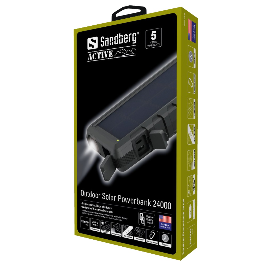 Outdoor Solar Powerbank 24000 draagbare batterij via USB-poort of ingebouwde zonnecellen opgeladen - Afbeelding 4
