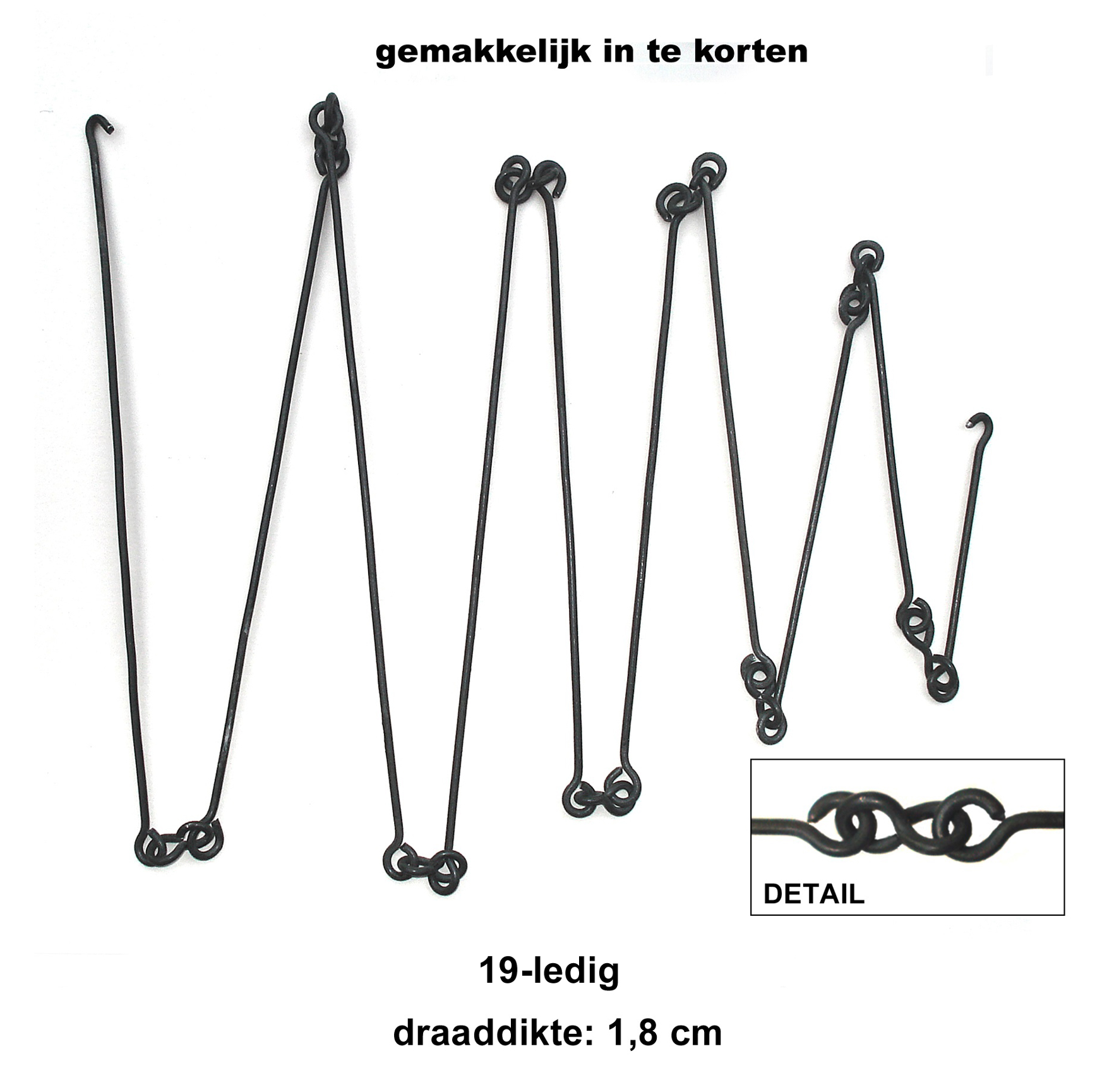 Zeer luxe draadketting, 19-ledig, voor comtoise, los, 1,6 mm.
