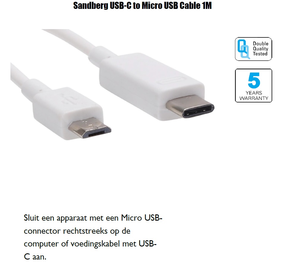 USB-C to Micro USB Cable 1M