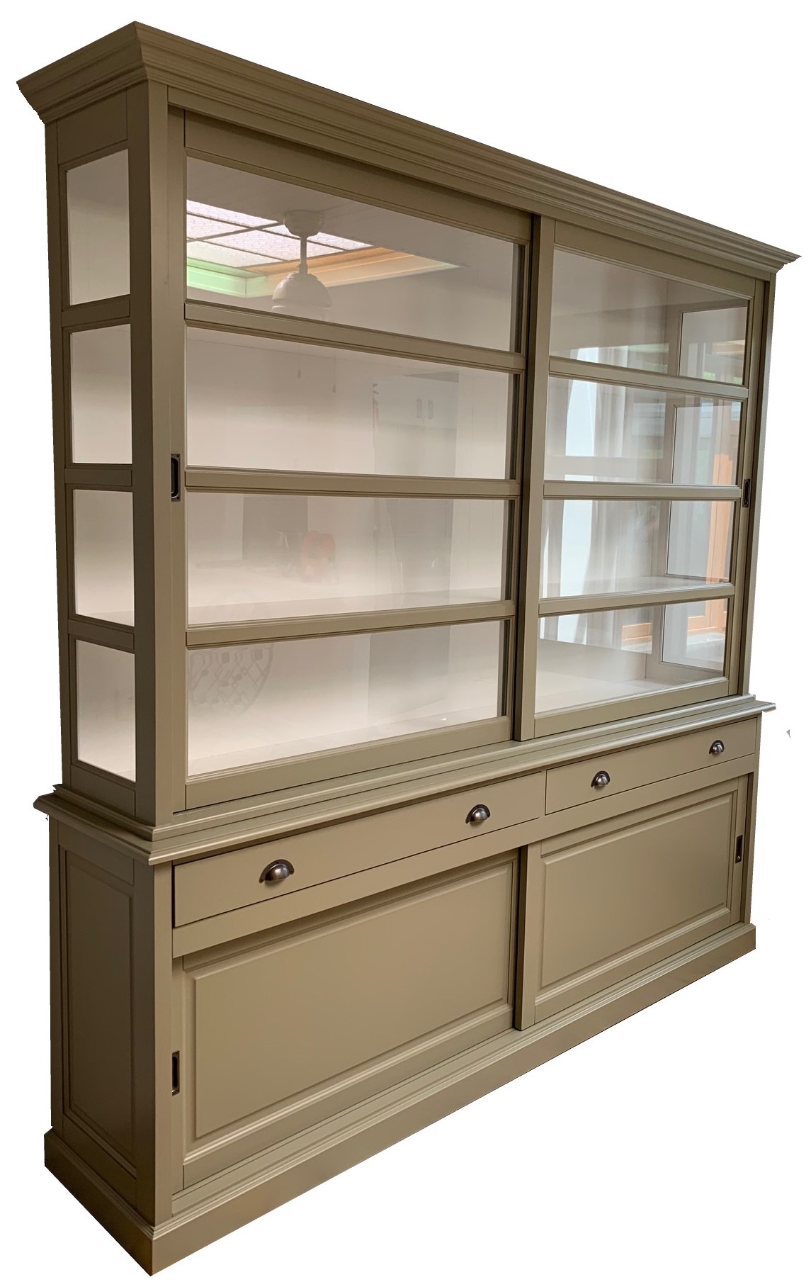 Buffetkast Leiden XL olijfgrijs - wit 260 x 240 soft close