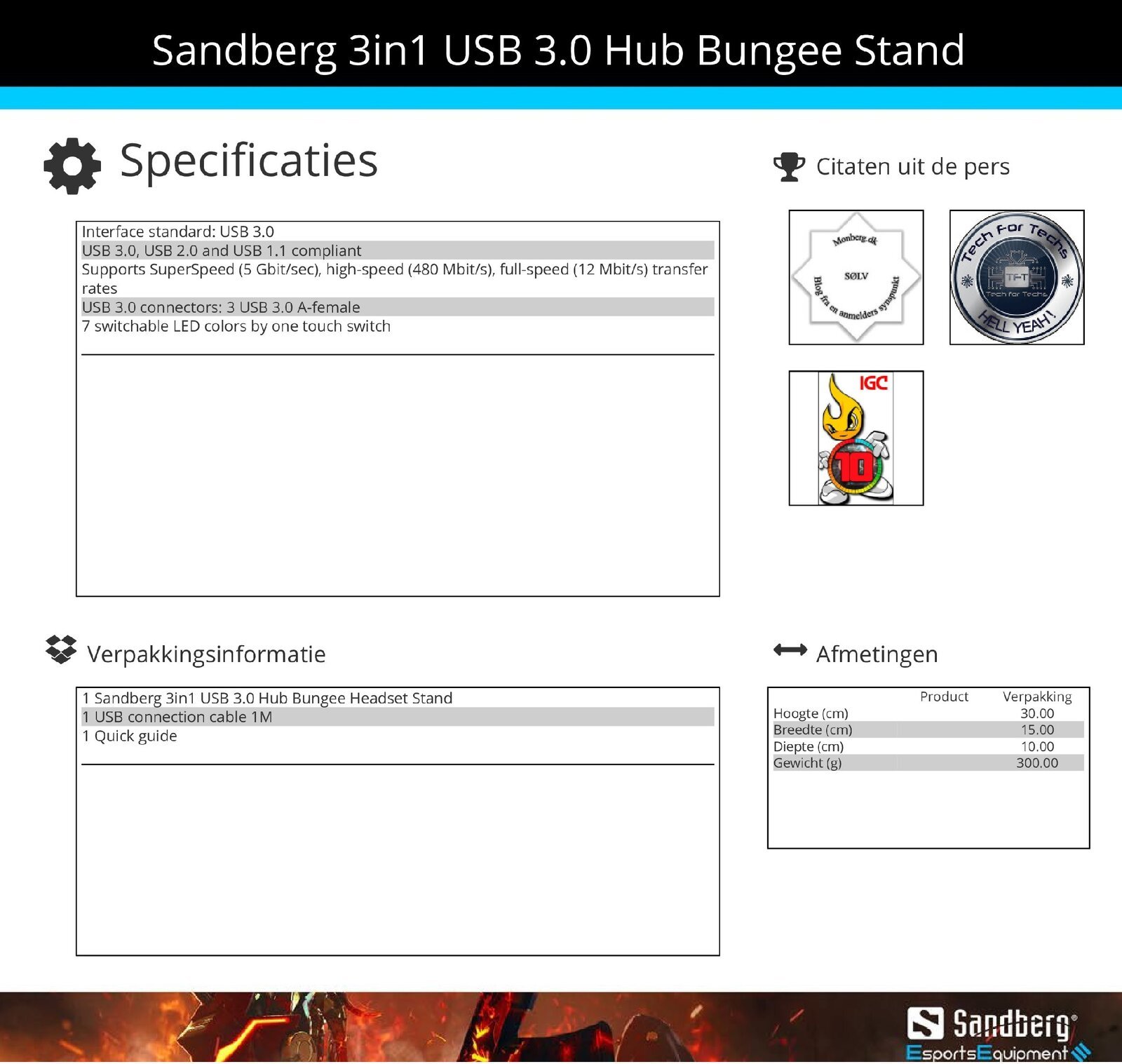 3in1 USB 3.0 Hub Bungee Stand slimme houder voor uw headset - Afbeelding 3