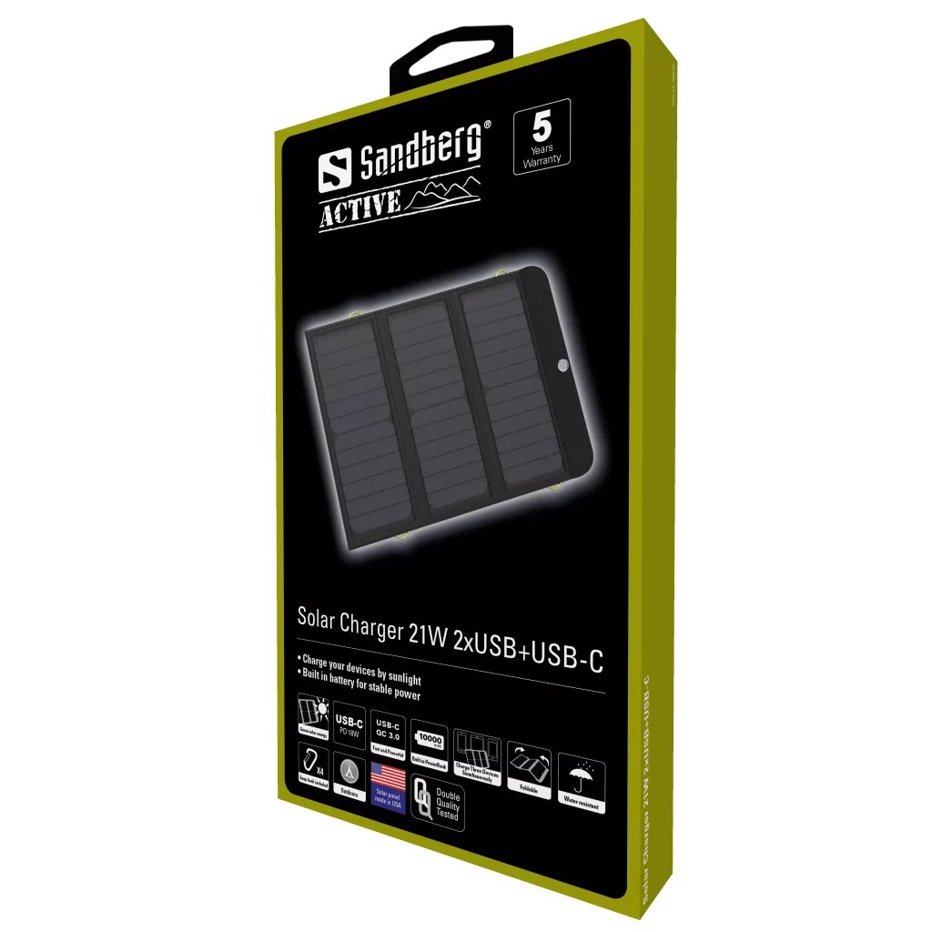 Solar Charger 21W 2xUSB + USB-C - Afbeelding 8