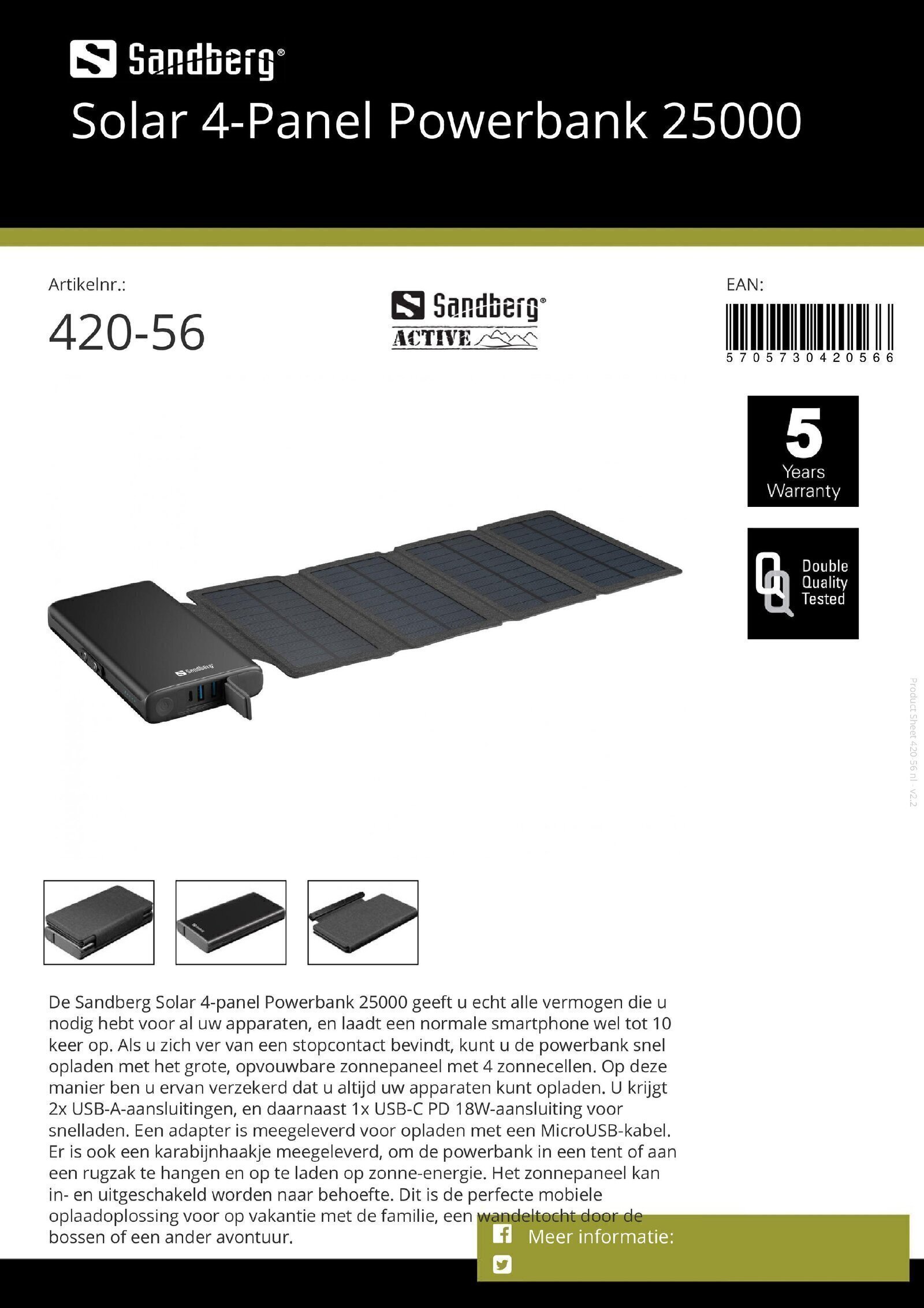 Solar 4-Panel Powerbank 25000 voor al uw merken smartphone - nr. 1